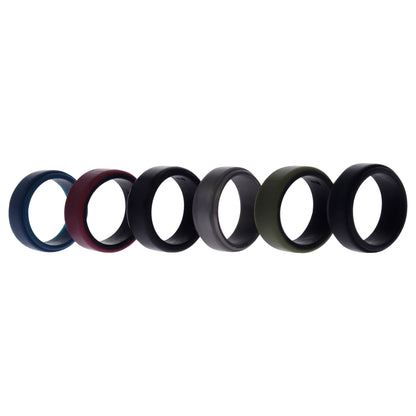 ROQ Silicone Wedding 2Layer Beveled 8mm Ring Set - Blue