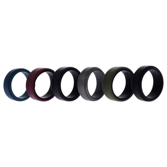 ROQ Silicone Wedding 2Layer Beveled 8mm Ring Set - Blue