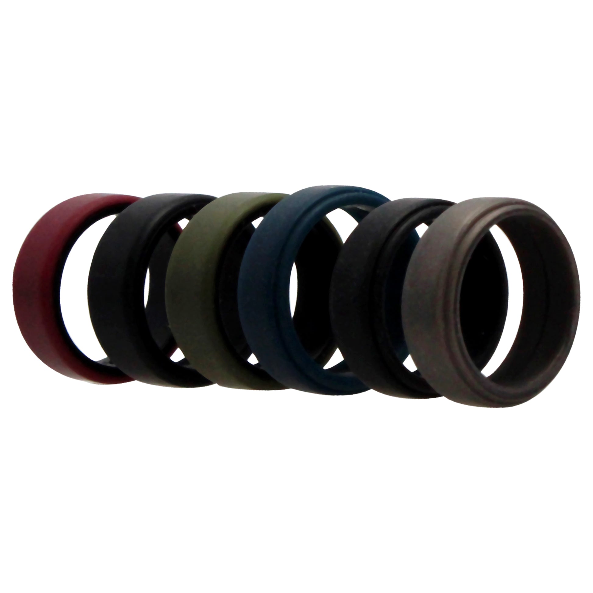 ROQ Silicone Wedding 2Layer Beveled 8mm Ring Set - Blue