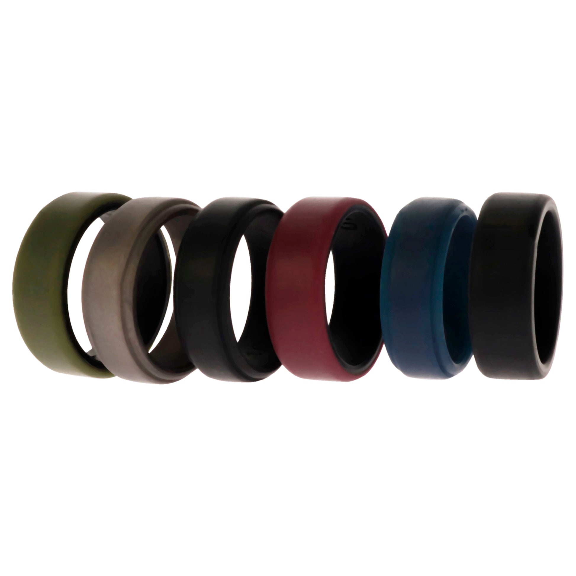 ROQ Silicone Wedding 2Layer Beveled 8mm Ring Set - Blue