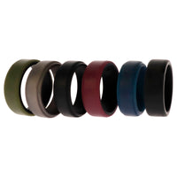 ROQ Silicone Wedding 2Layer Beveled 8mm Ring Set - Blue