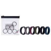 ROQ Silicone Wedding 2Layer Beveled 8mm Ring Set - Blue