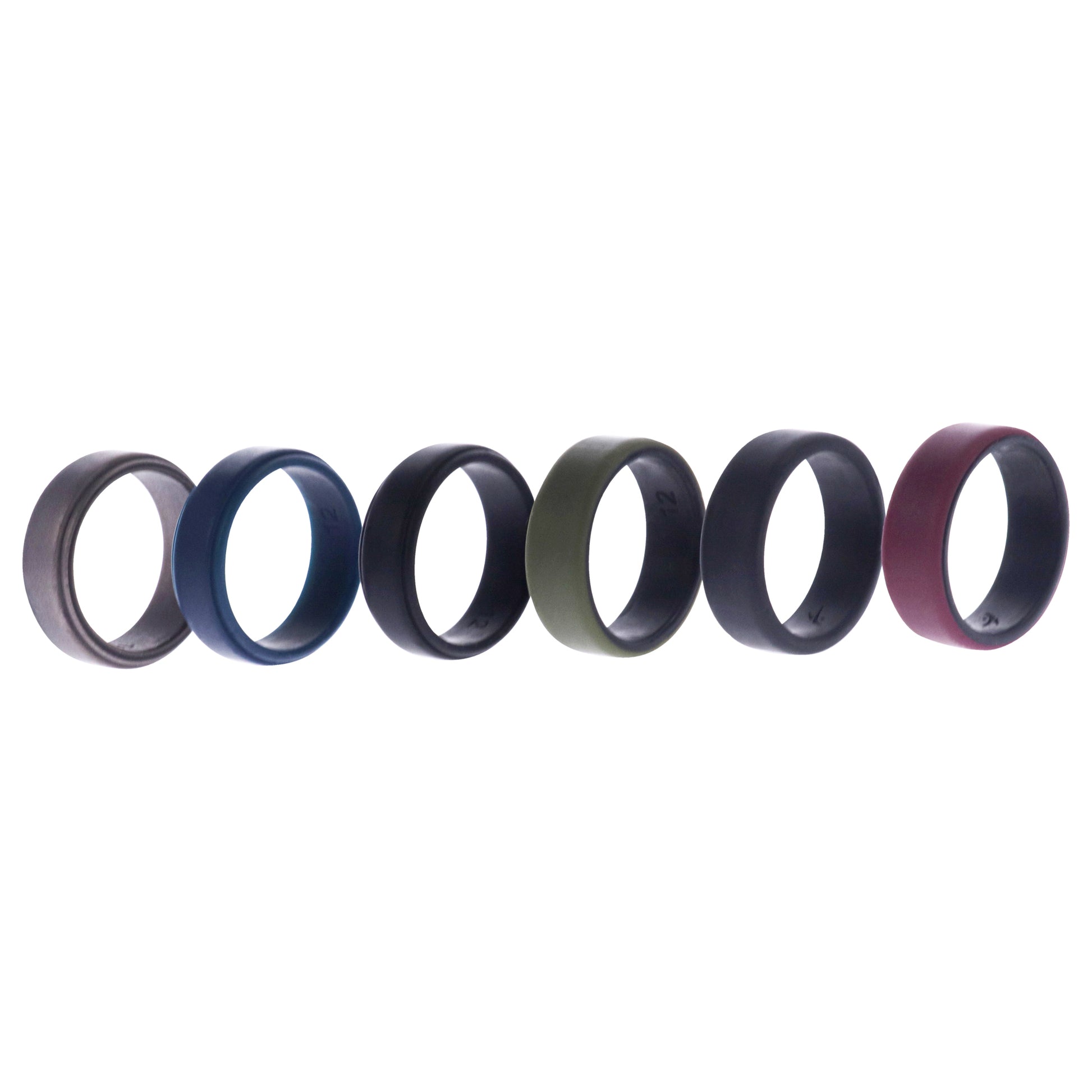 ROQ Silicone Wedding 2Layer Beveled 8mm Ring Set - Blue