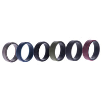 ROQ Silicone Wedding 2Layer Beveled 8mm Ring Set - Blue