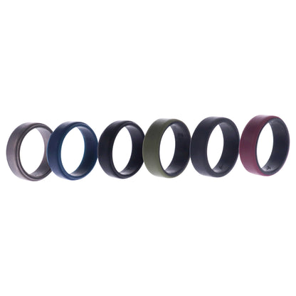 ROQ Silicone Wedding 2Layer Beveled 8mm Ring Set - Blue