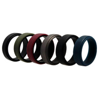 ROQ Silicone Wedding 2Layer Beveled 8mm Ring Set - Blue