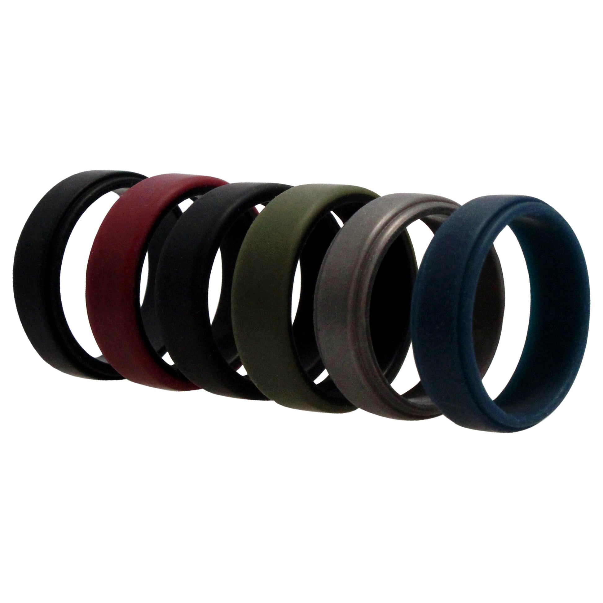 ROQ Silicone Wedding 2Layer Beveled 8mm Ring Set - Blue