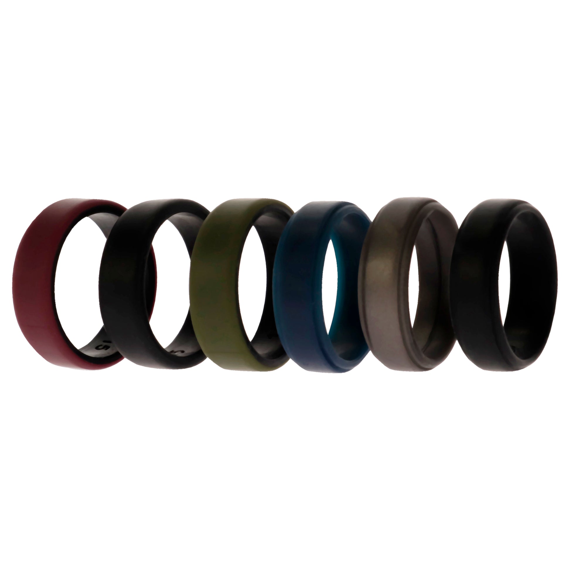 ROQ Silicone Wedding 2Layer Beveled 8mm Ring Set - Blue