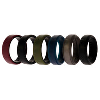 ROQ Silicone Wedding 2Layer Beveled 8mm Ring Set - Blue