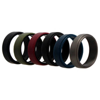 ROQ Silicone Wedding 2Layer Beveled 8mm Ring Set - Blue