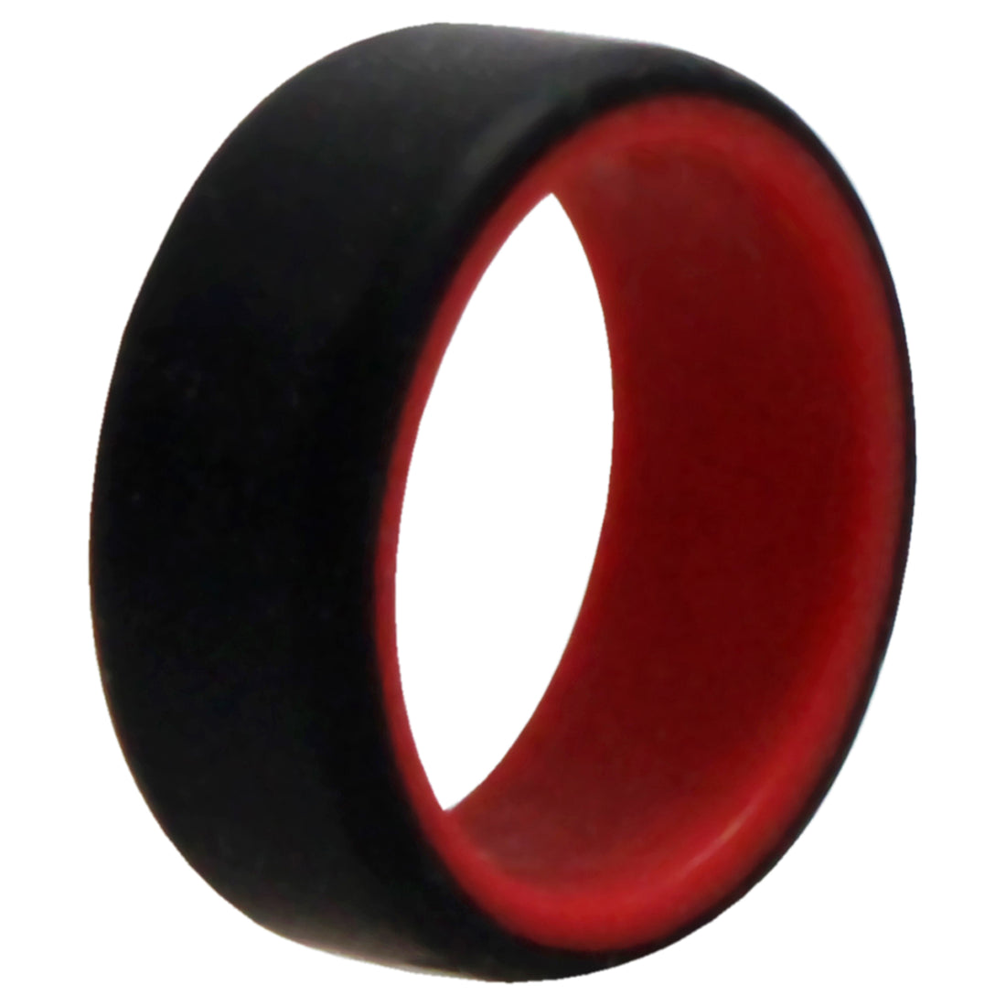 ROQ Silicone Wedding 2Layer Beveled 8mm Ring - Red-Black