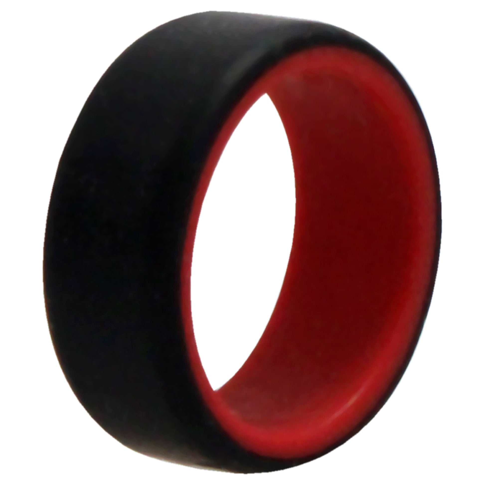 ROQ Silicone Wedding 2Layer Beveled 8mm Ring - Red-Black