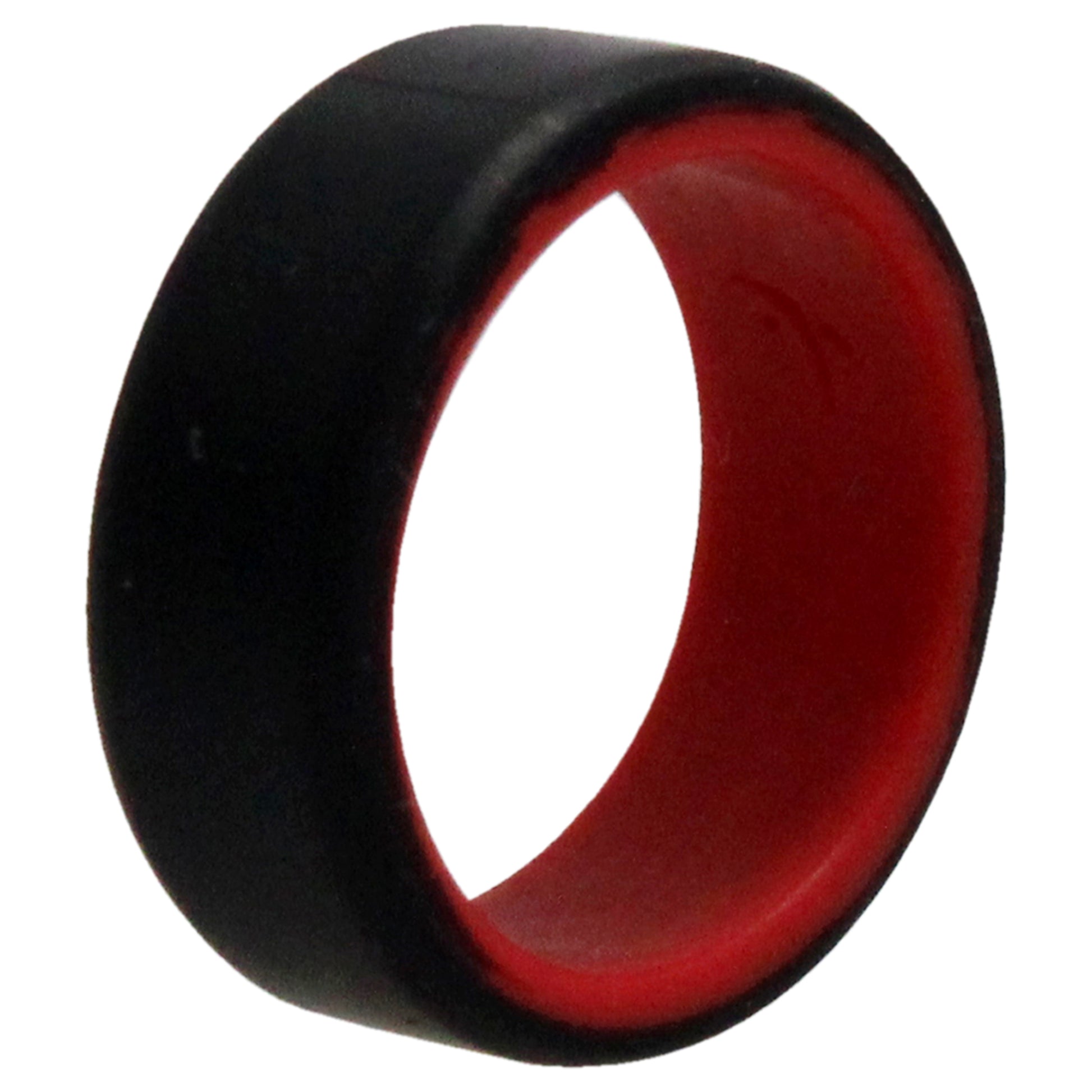 ROQ Silicone Wedding 2Layer Beveled 8mm Ring - Red-Black