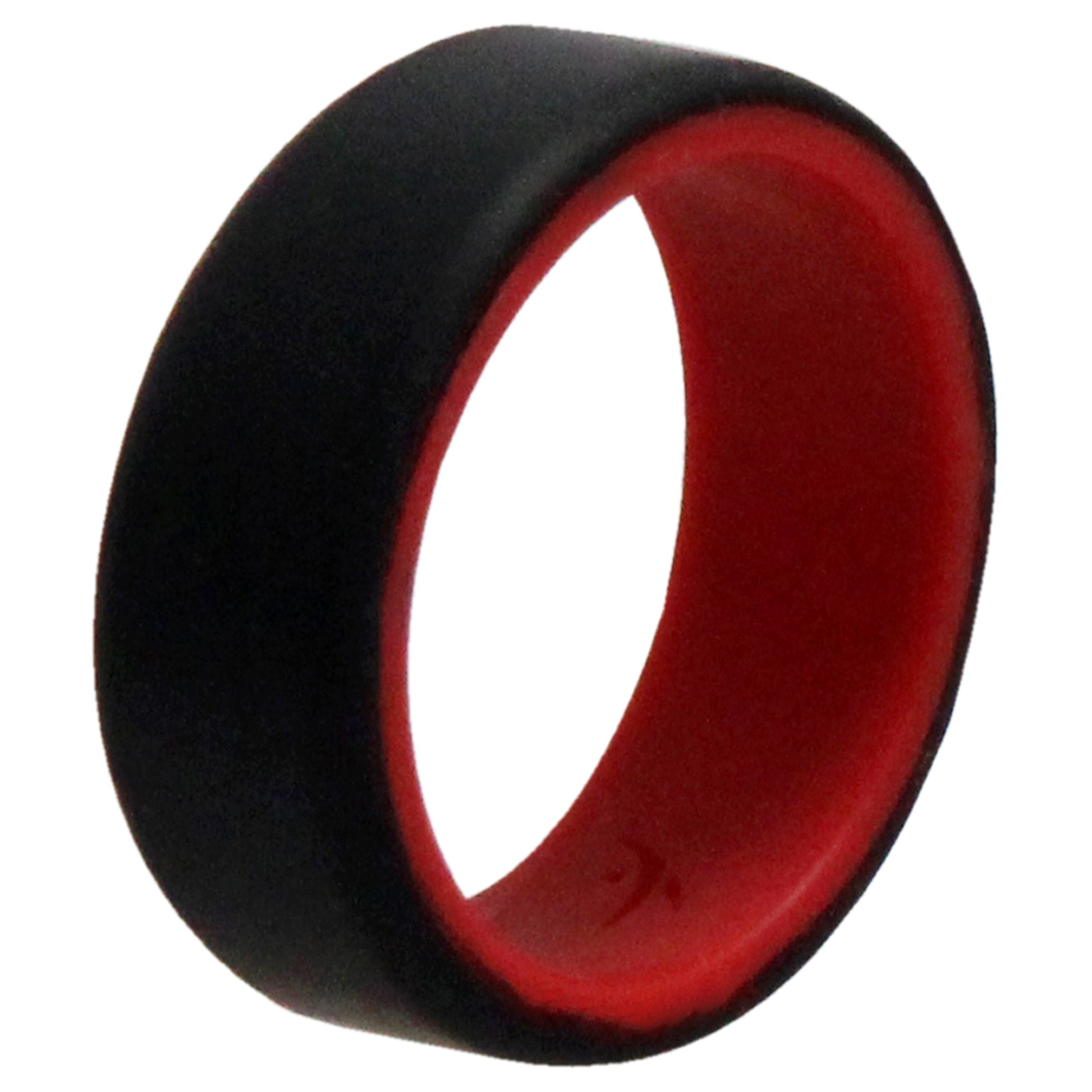 ROQ Silicone Wedding 2Layer Beveled 8mm Ring - Red-Black