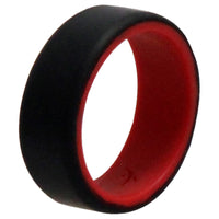 ROQ Silicone Wedding 2Layer Beveled 8mm Ring - Red-Black