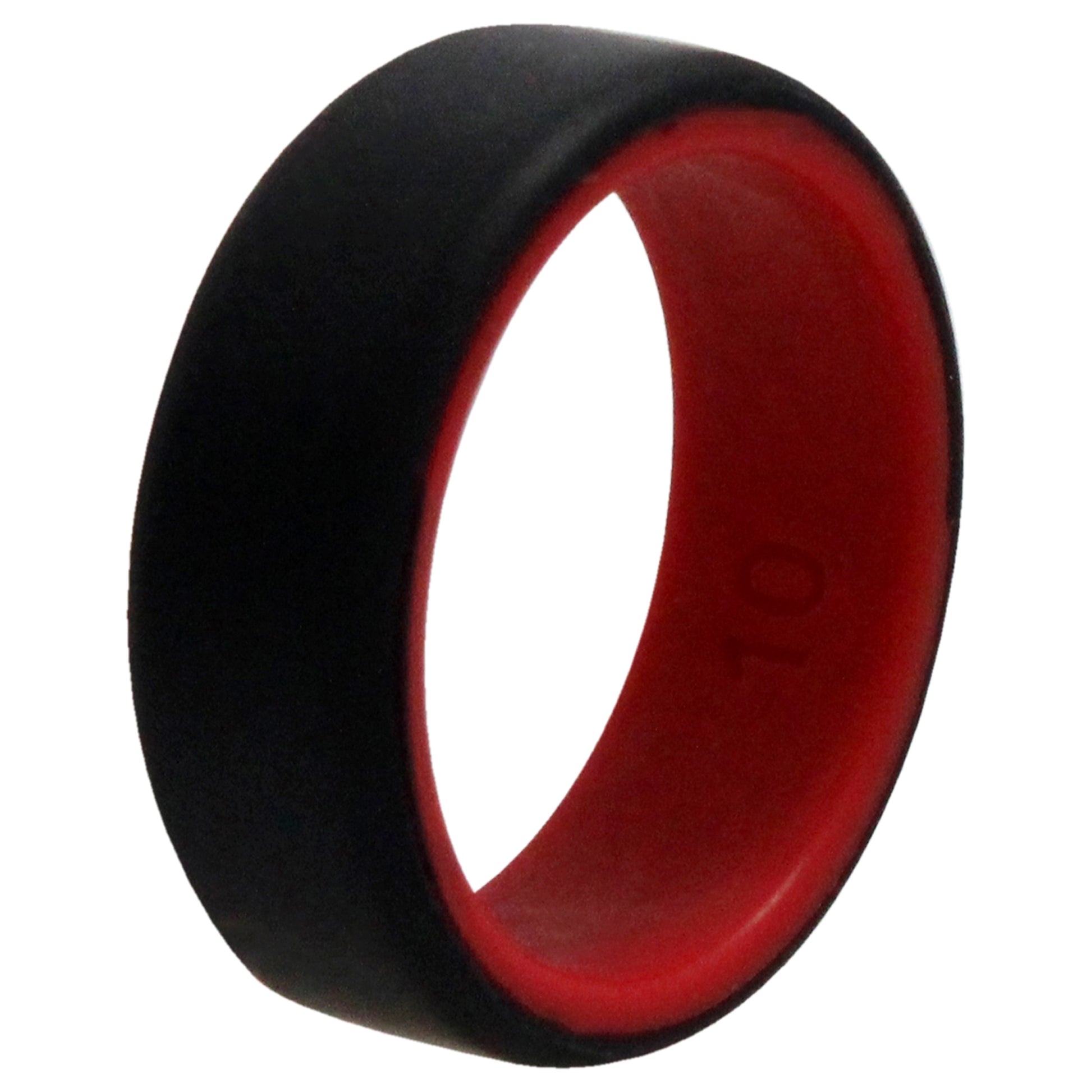 ROQ Silicone Wedding 2Layer Beveled 8mm Ring - Red-Black