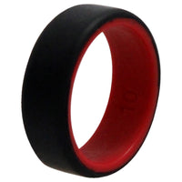 ROQ Silicone Wedding 2Layer Beveled 8mm Ring - Red-Black