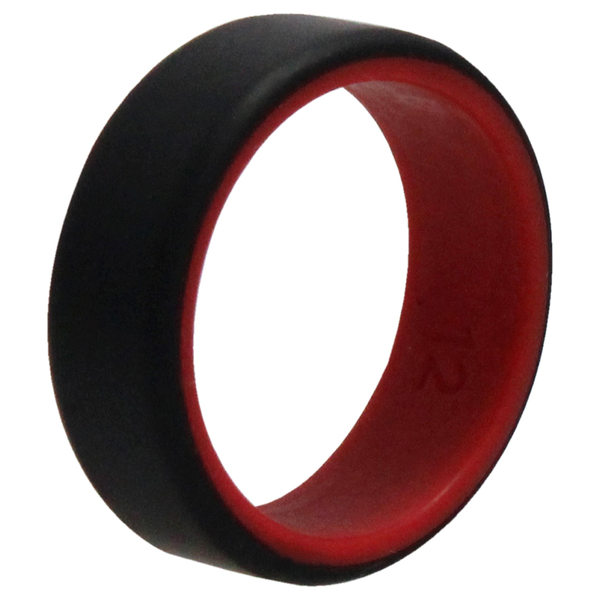 ROQ Silicone Wedding 2Layer Beveled 8mm Ring - Red-Black