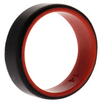 ROQ Silicone Wedding 2Layer Beveled 8mm Ring - Red-Black