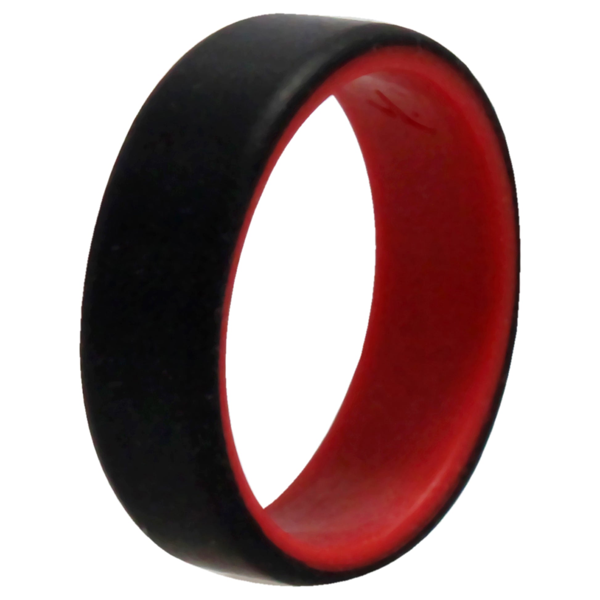 ROQ Silicone Wedding 2Layer Beveled 8mm Ring - Red-Black