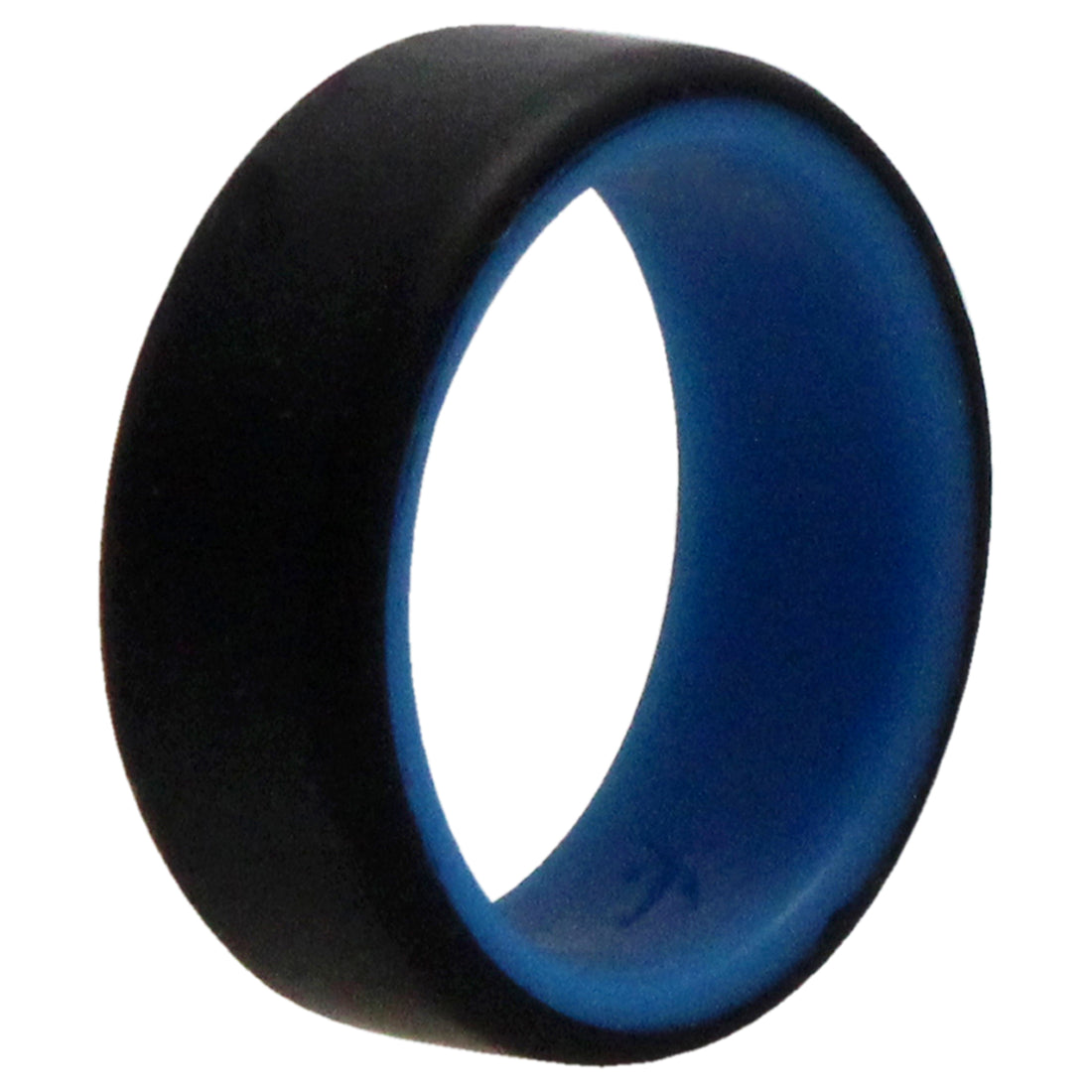 ROQ Silicone Wedding 2Layer Beveled 8mm Ring - Blue-Black
