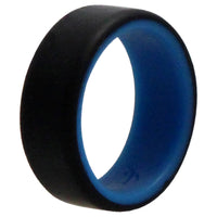 ROQ Silicone Wedding 2Layer Beveled 8mm Ring - Blue-Black