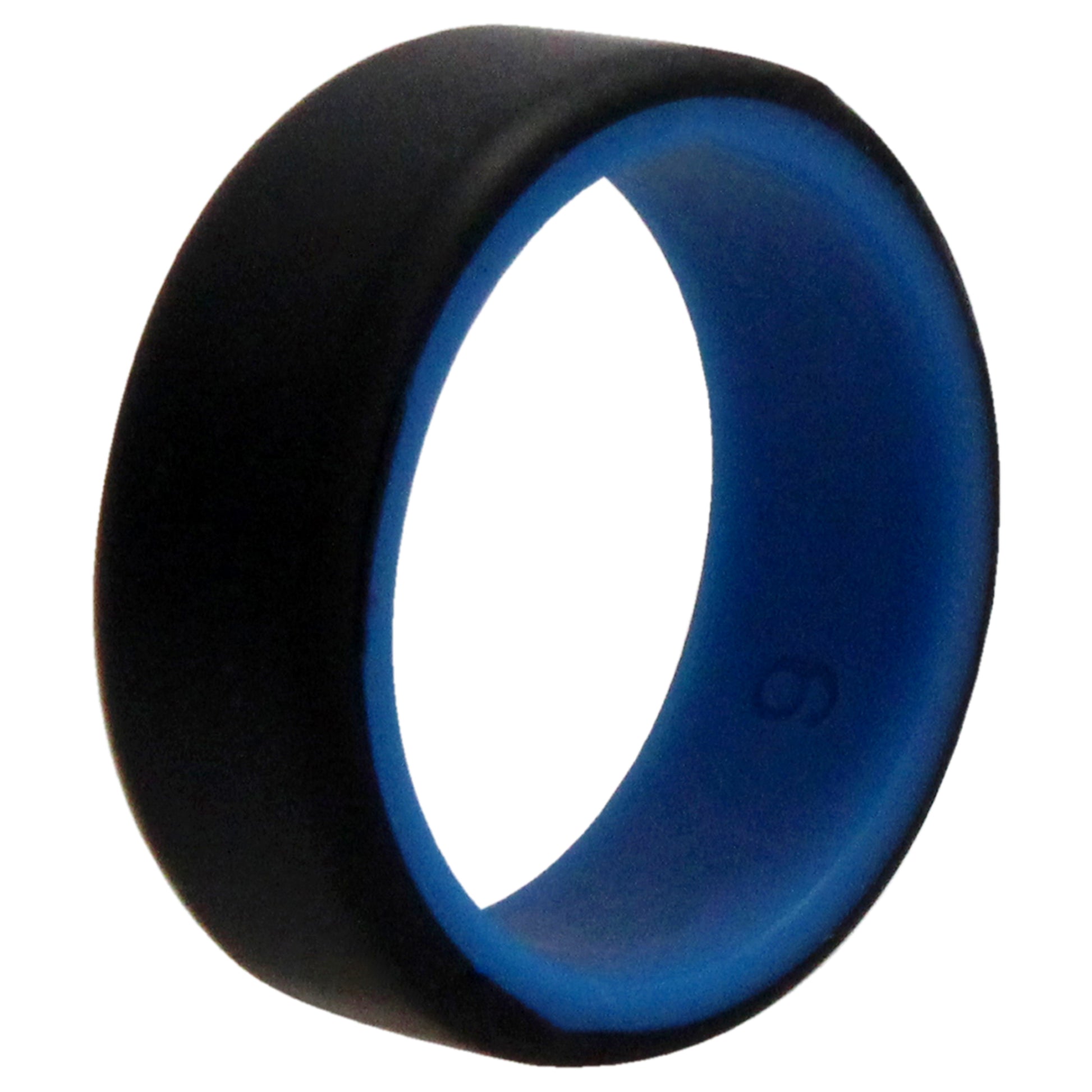 ROQ Silicone Wedding 2Layer Beveled 8mm Ring - Blue-Black