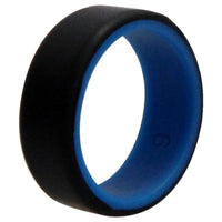 ROQ Silicone Wedding 2Layer Beveled 8mm Ring - Blue-Black