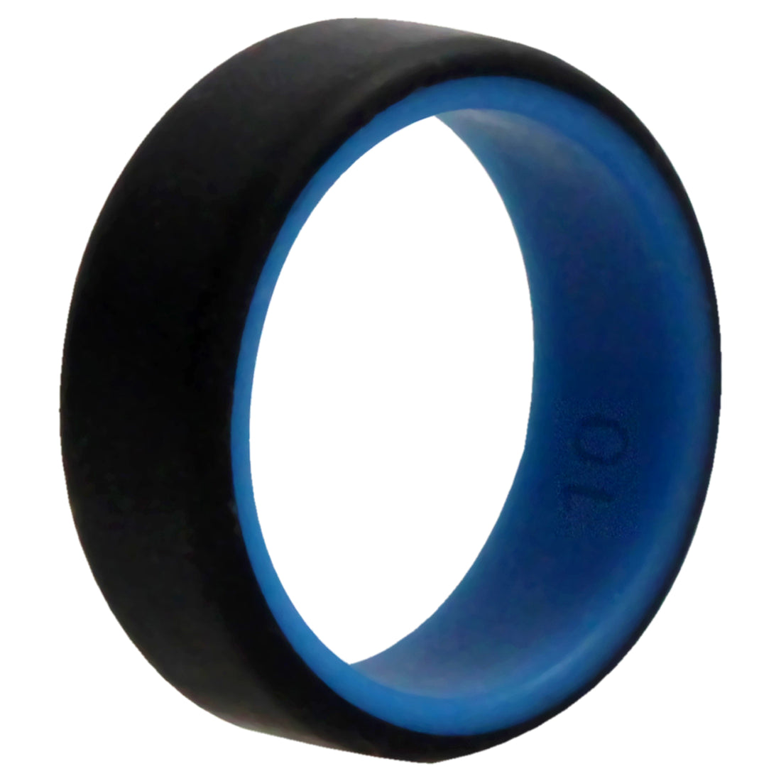 Silicone Wedding 2Layer Beveled 8mm Ring - Blue-Black by ROQ for Men - 10 mm Ring