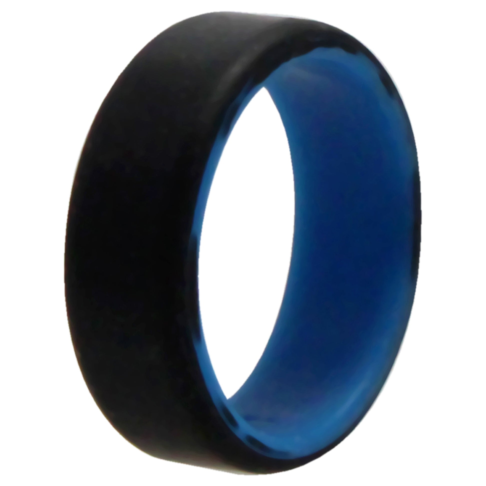 ROQ Silicone Wedding 2Layer Beveled 8mm Ring - Blue-Black