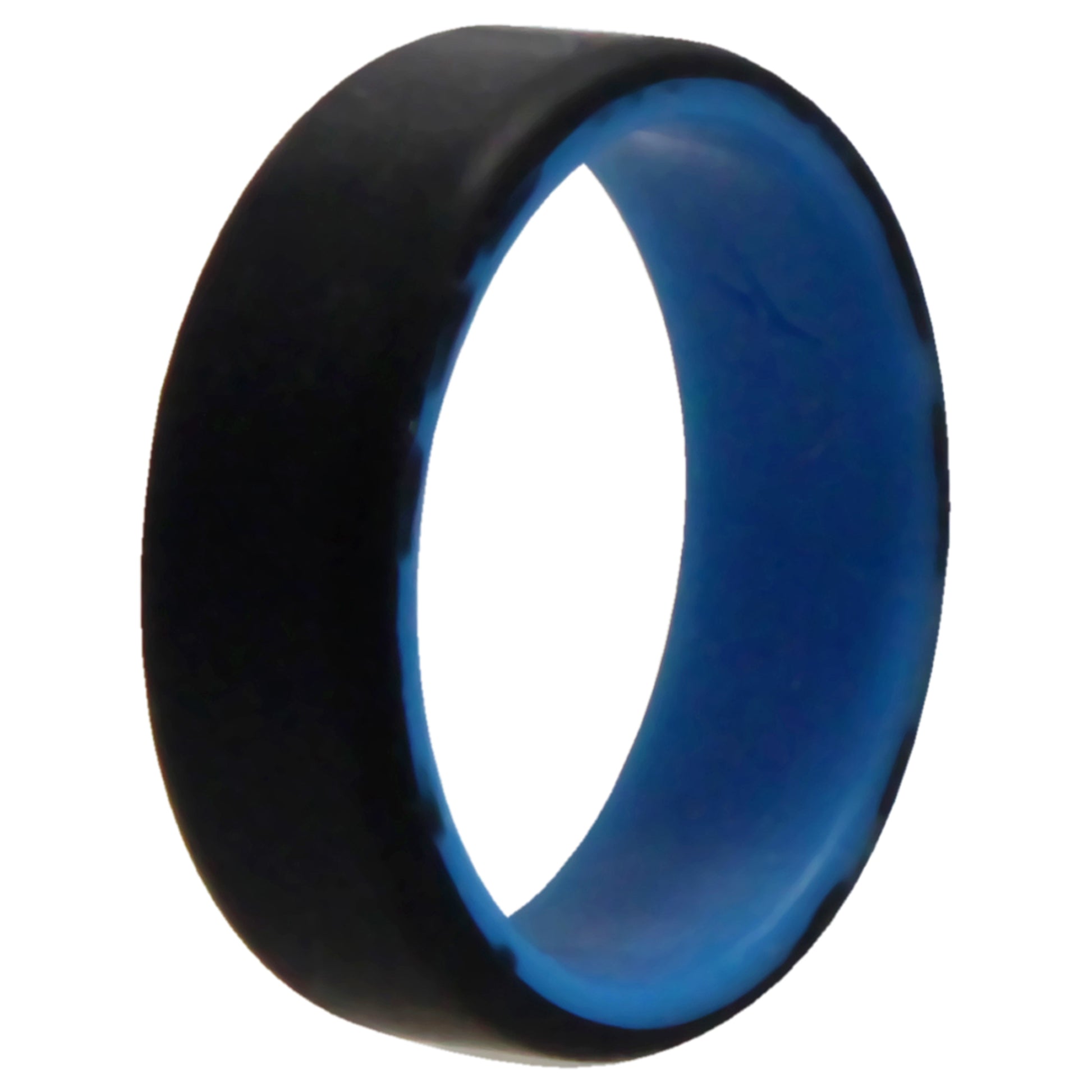 ROQ Silicone Wedding 2Layer Beveled 8mm Ring - Blue-Black