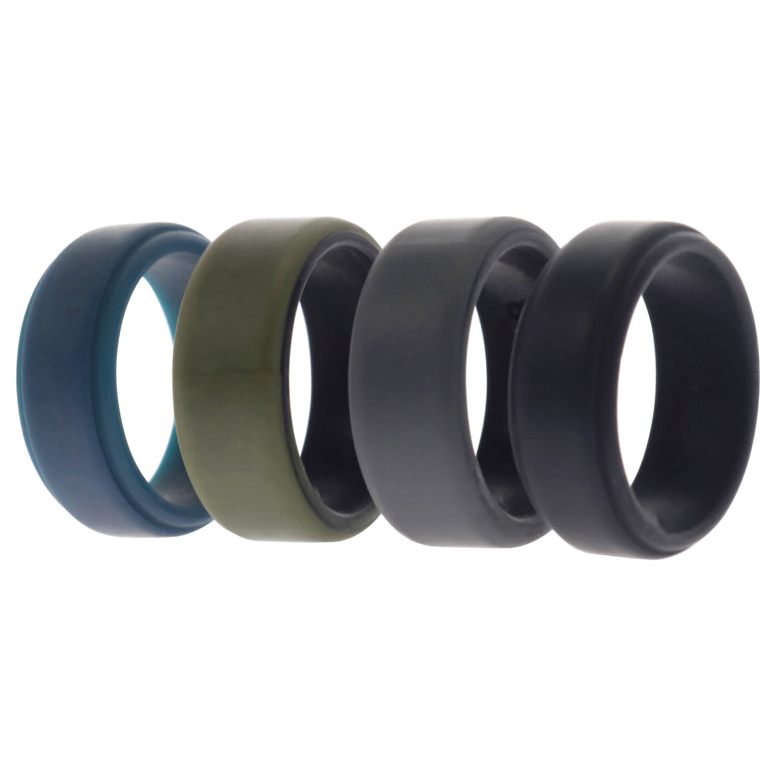 ROQ Silicone Wedding 2Layer Beveled 8mm Ring Set - Green