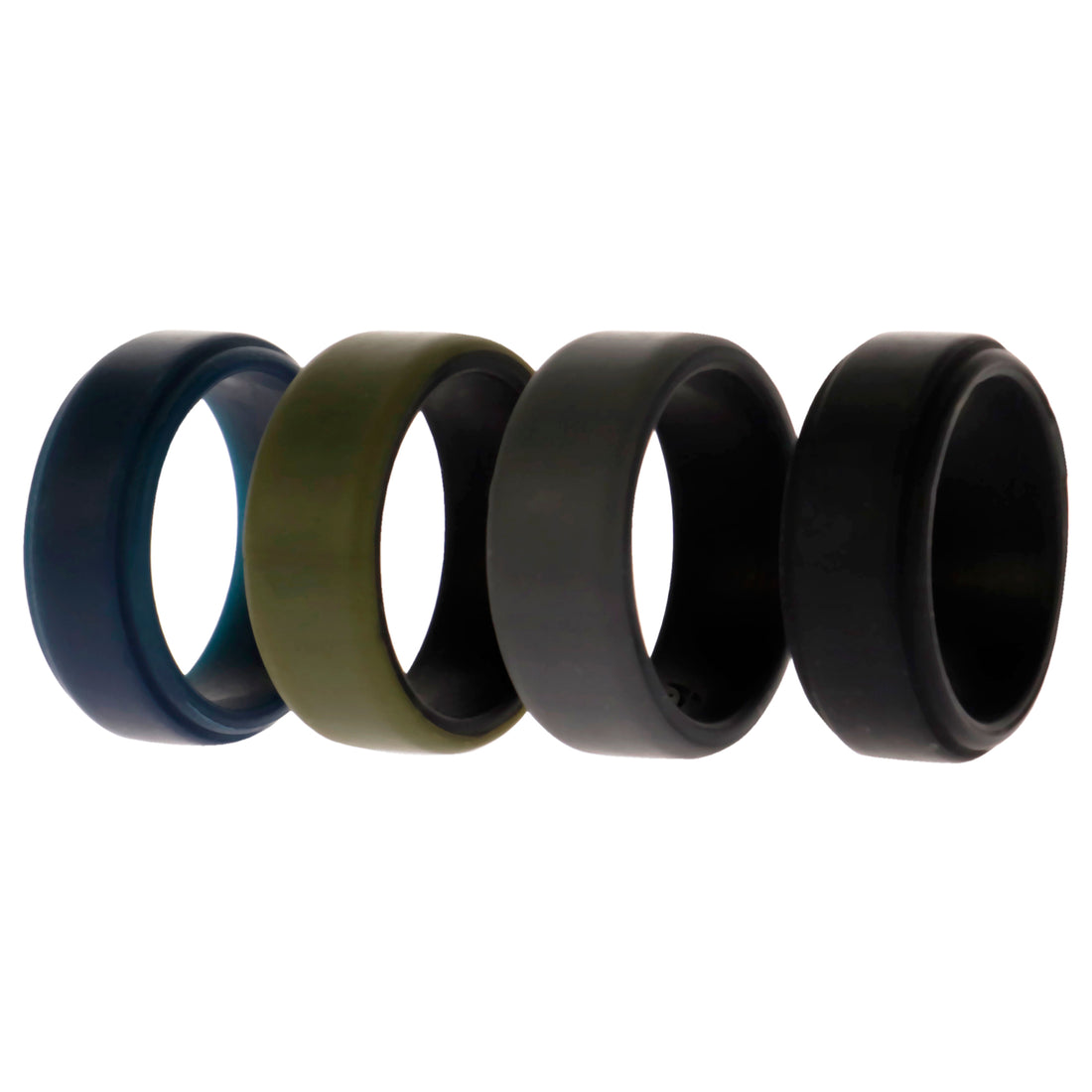 ROQ Silicone Wedding 2Layer Beveled 8mm Ring Set - Green