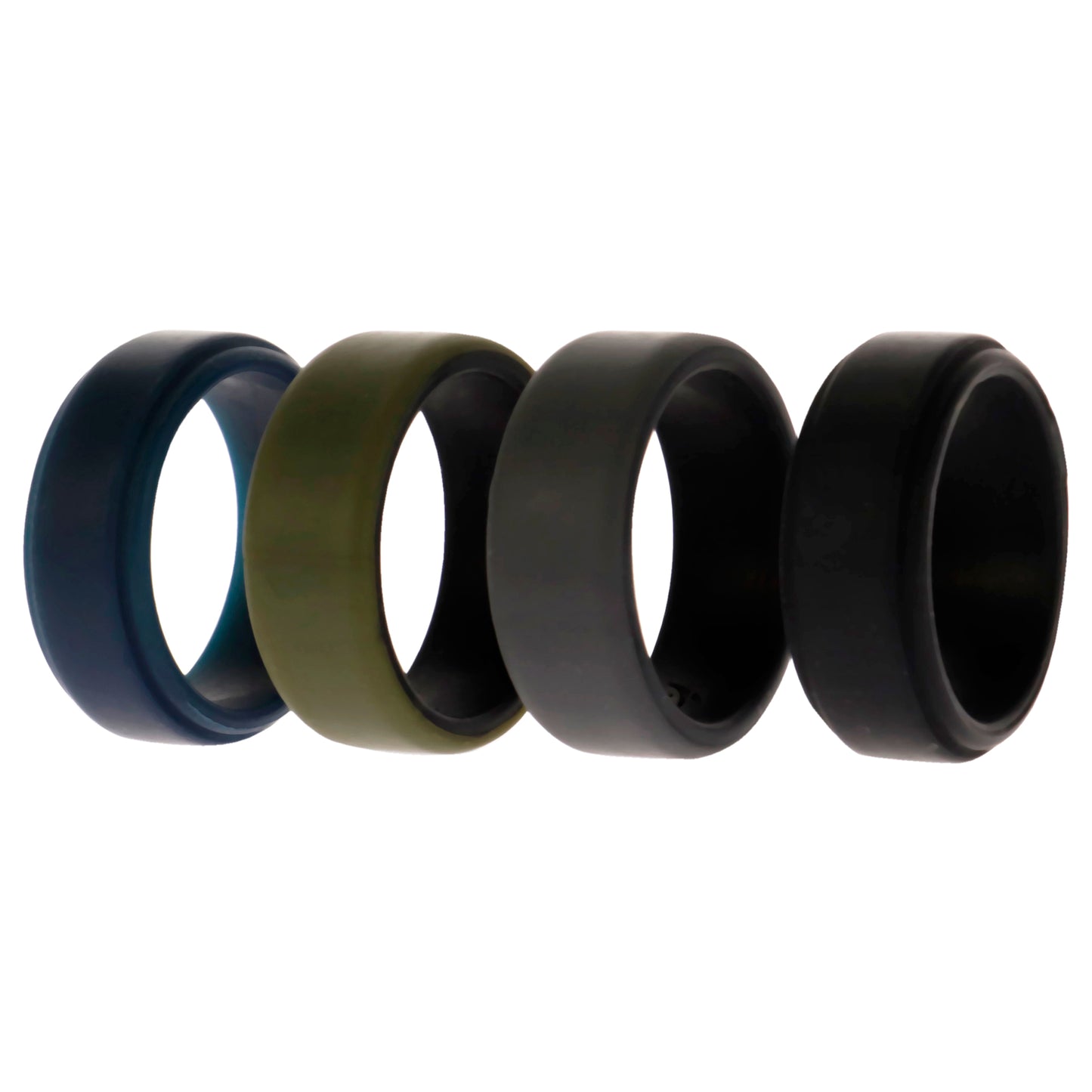 ROQ Silicone Wedding 2Layer Beveled 8mm Ring Set - Green