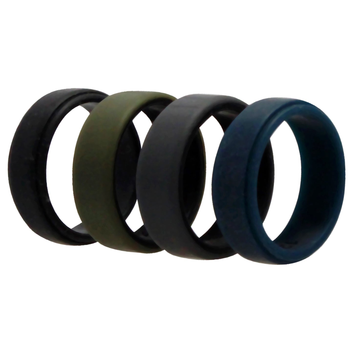 ROQ Silicone Wedding 2Layer Beveled 8mm Ring Set - Green