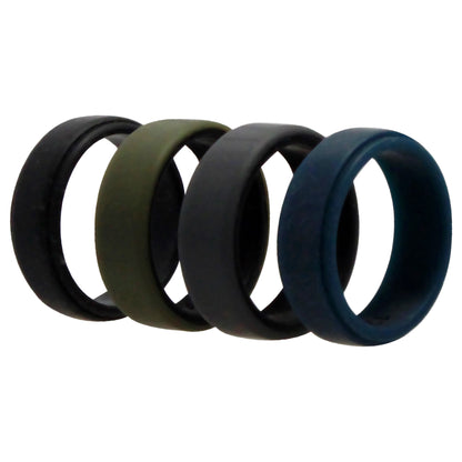 ROQ Silicone Wedding 2Layer Beveled 8mm Ring Set - Green