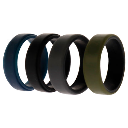 ROQ Silicone Wedding 2Layer Beveled 8mm Ring Set - Green