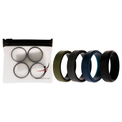 ROQ Silicone Wedding 2Layer Beveled 8mm Ring Set - Green