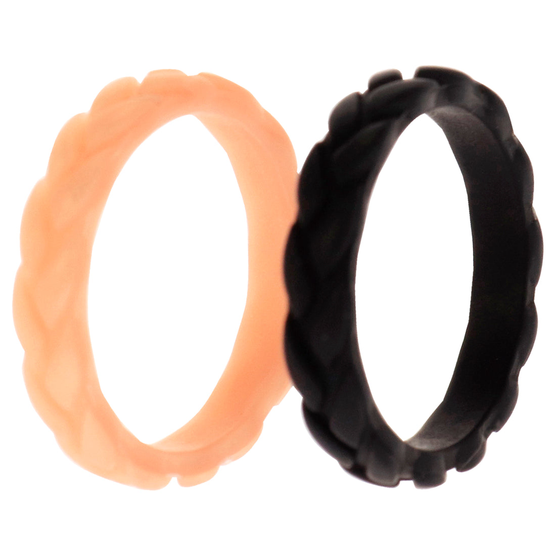 ROQ Silicone Wedding Leaves Ring Set - Rose-Black