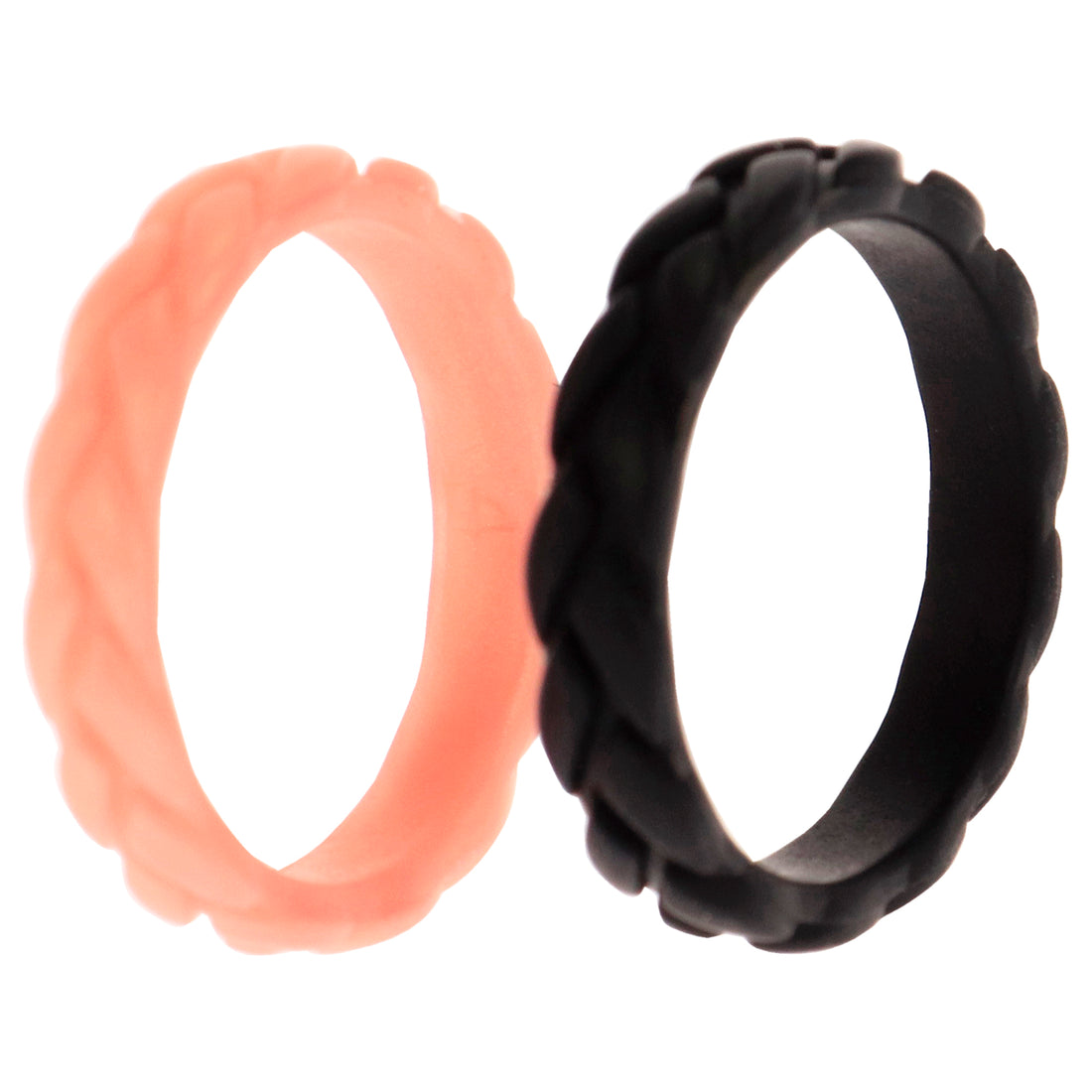 ROQ Silicone Wedding Leaves Ring Set - Metal-Pink