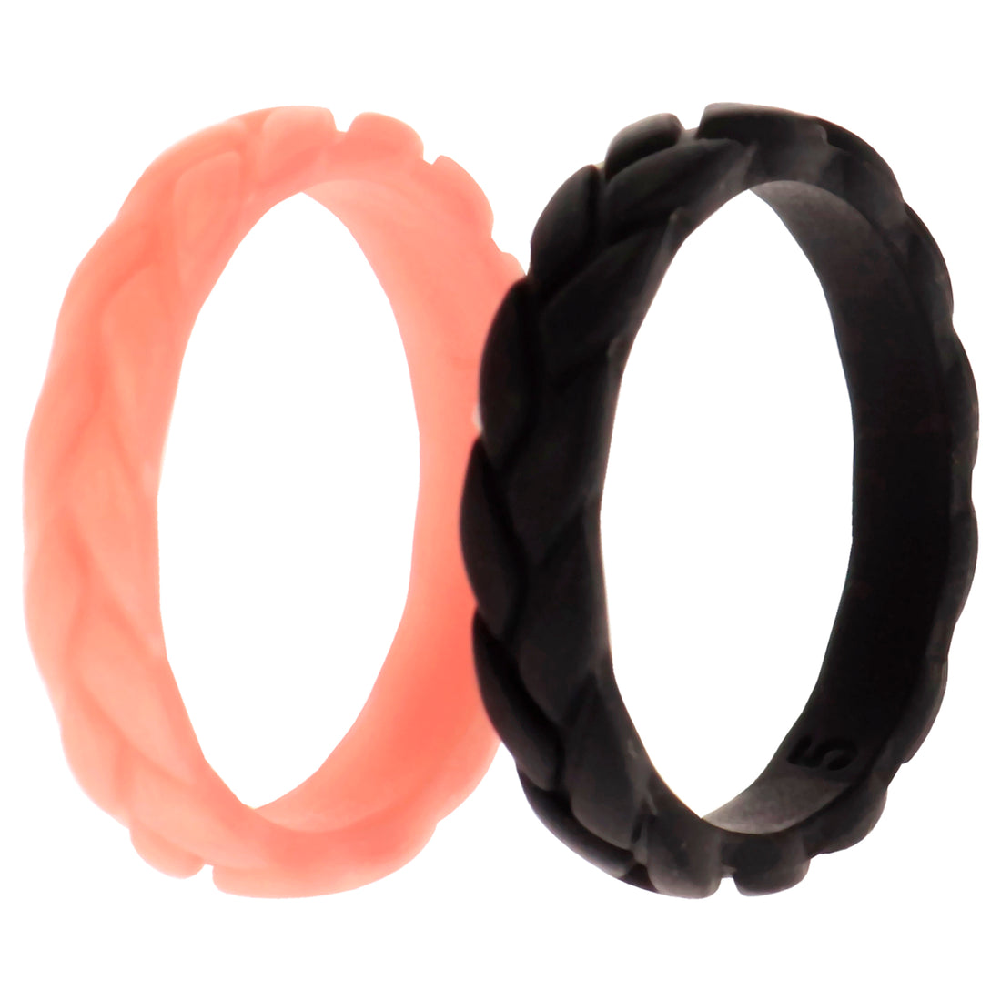 ROQ Silicone Wedding Leaves Ring Set - Metal-Pink