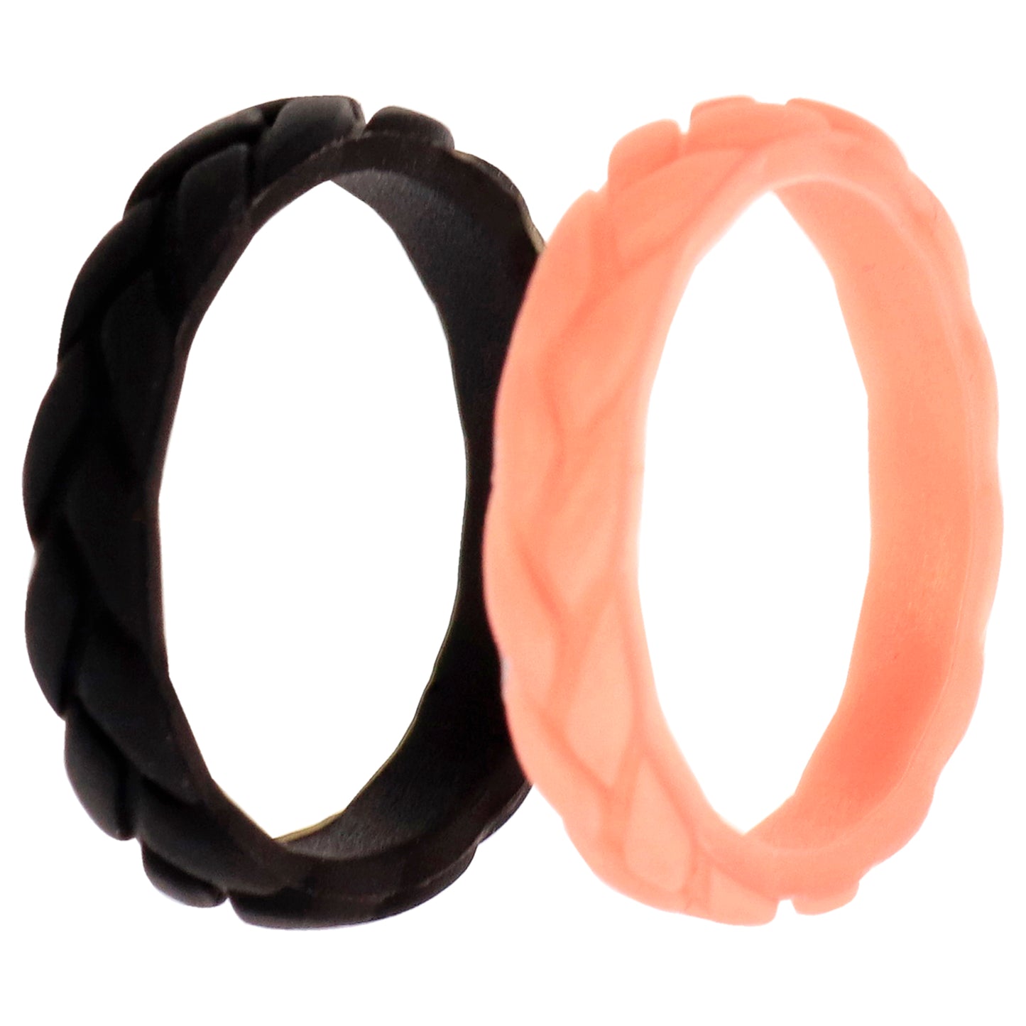 ROQ Silicone Wedding Leaves Ring Set - Metal-Pink