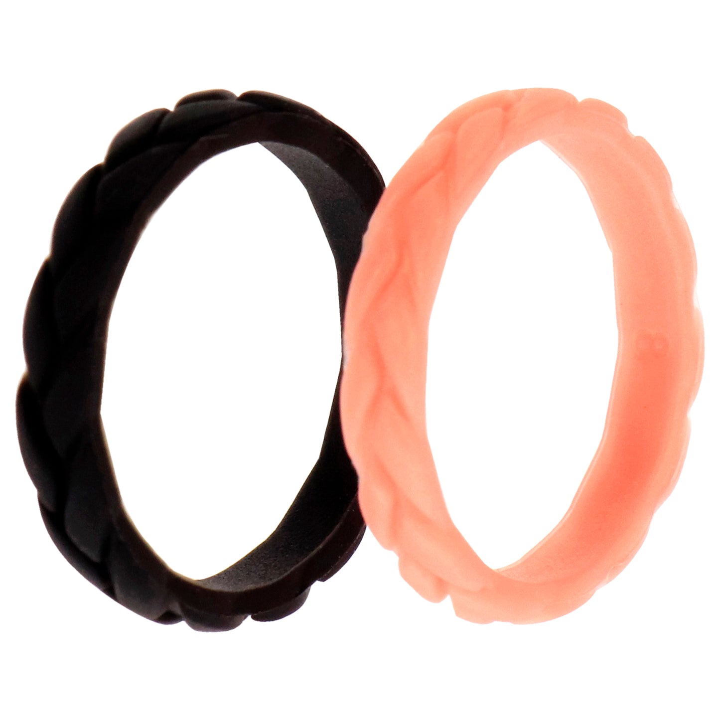 ROQ Silicone Wedding Leaves Ring Set - Metal-Pink