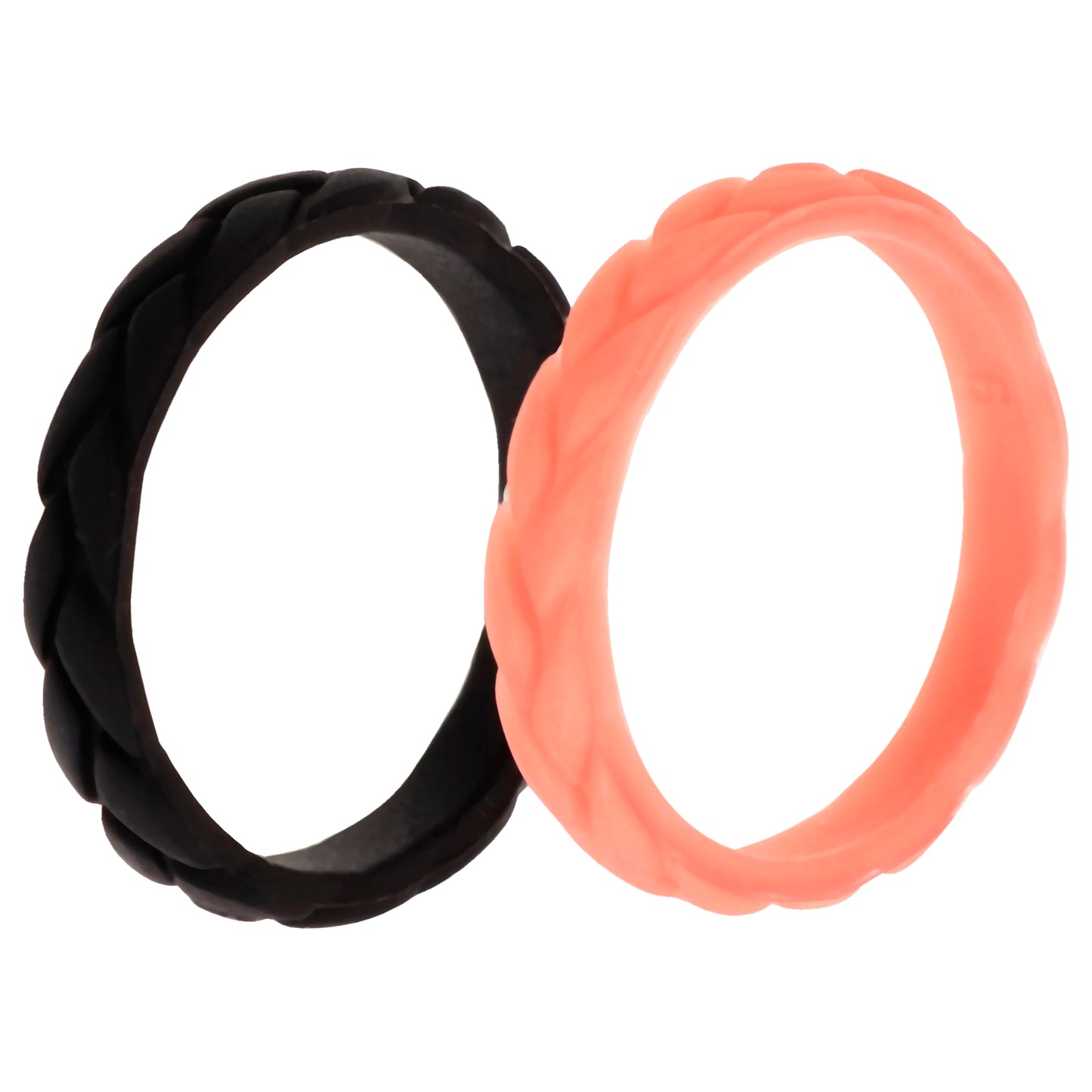 ROQ Silicone Wedding Leaves Ring Set - Metal-Pink