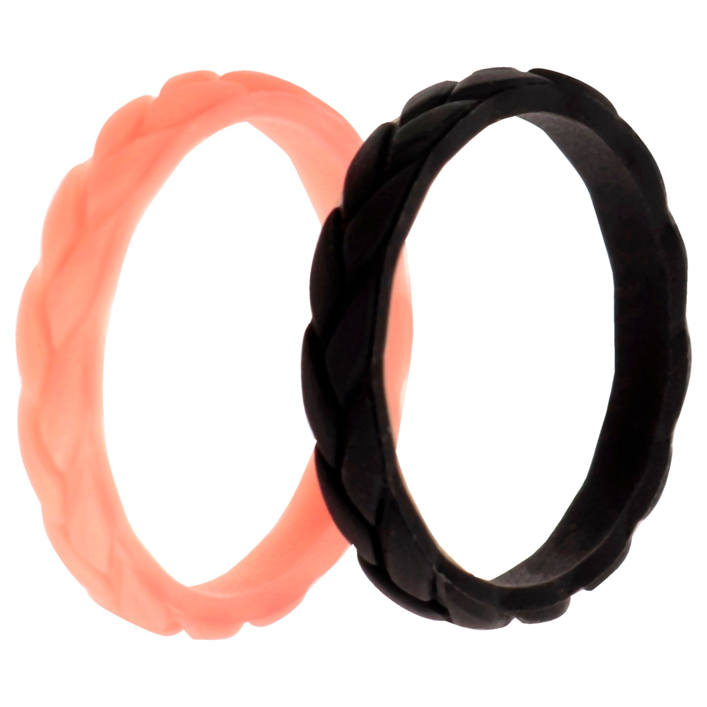 ROQ Silicone Wedding Leaves Ring Set - Metal-Pink