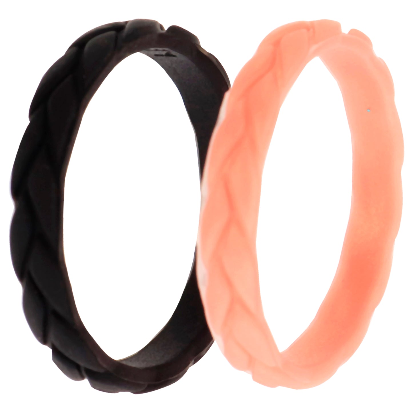 ROQ Silicone Wedding Leaves Ring Set - Metal-Pink