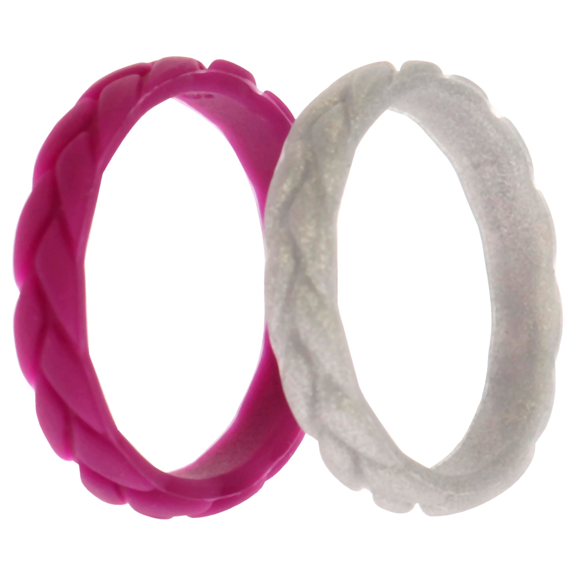 Silicone Wedding Leaves Ring Set - Argaman-Silver