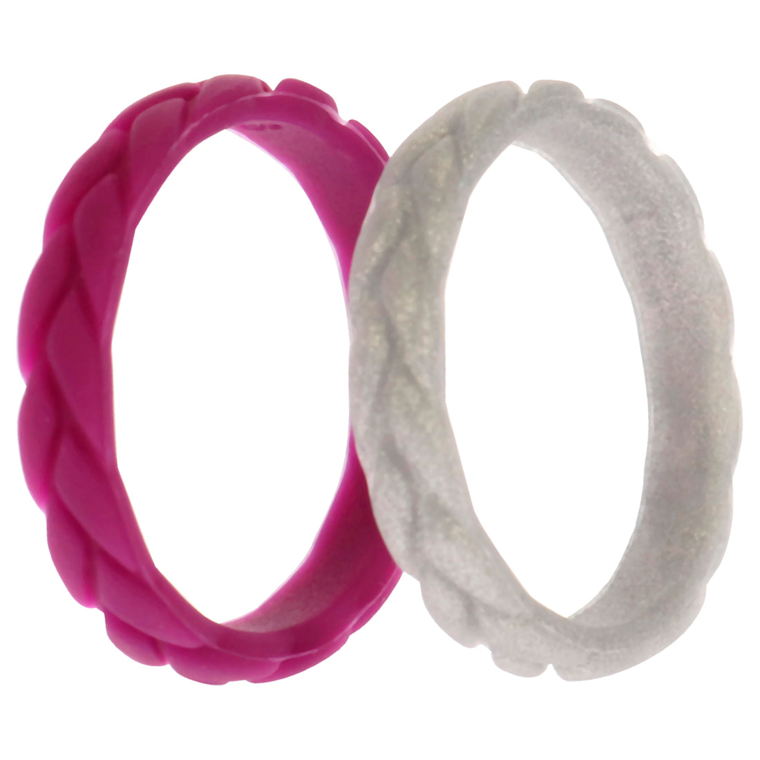 Silicone Wedding Leaves Ring Set - Argaman-Silver