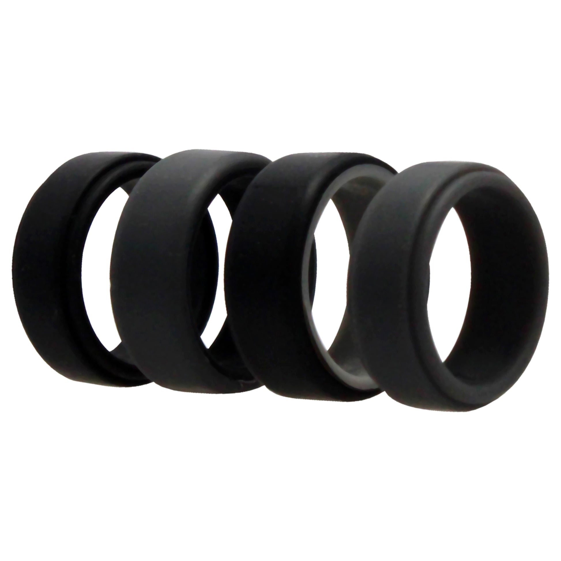 ROQ Silicone Wedding 2Layer Beveled 8mm Ring Set - Grey