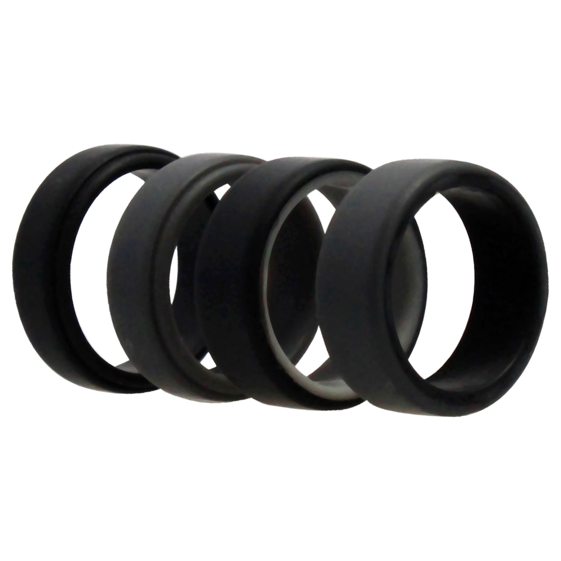 ROQ Silicone Wedding 2Layer Beveled 8mm Ring Set - Grey